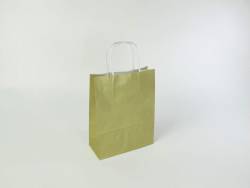 Sac kraft fond blanc, poignées ficelle S - Or