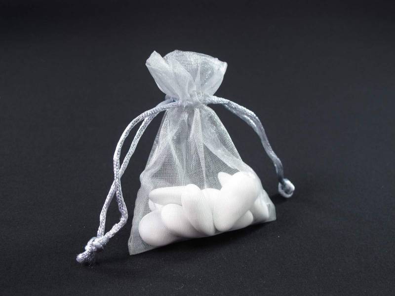 Sachet 10cm pour Mariage ou Baptème organza - Argent