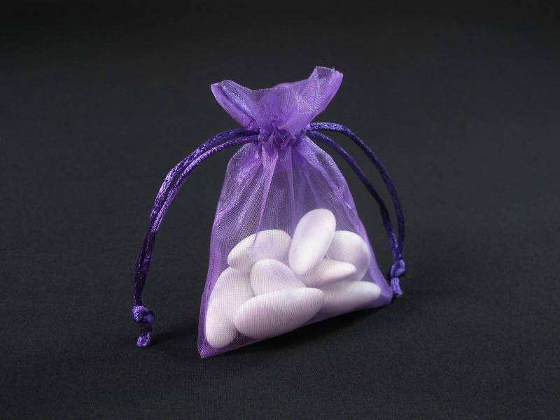 Sachet 10cm pour Mariage ou Baptème organza - Violet