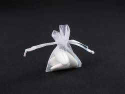 Sachet 7,5cm pour Mariage ou Baptème organza - Blanc
