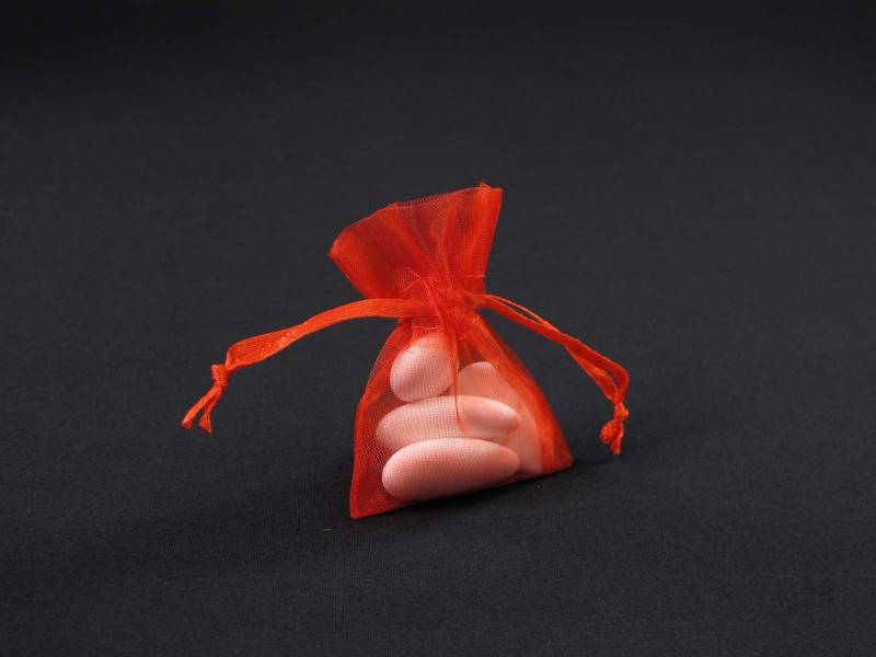 Sachet 7,5cm pour Mariage ou Baptème organza - Rouge