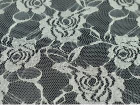 Chemin de table en dentelles motif rose - ivoire