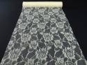 Chemin de table en dentelles motif rose - ivoire
