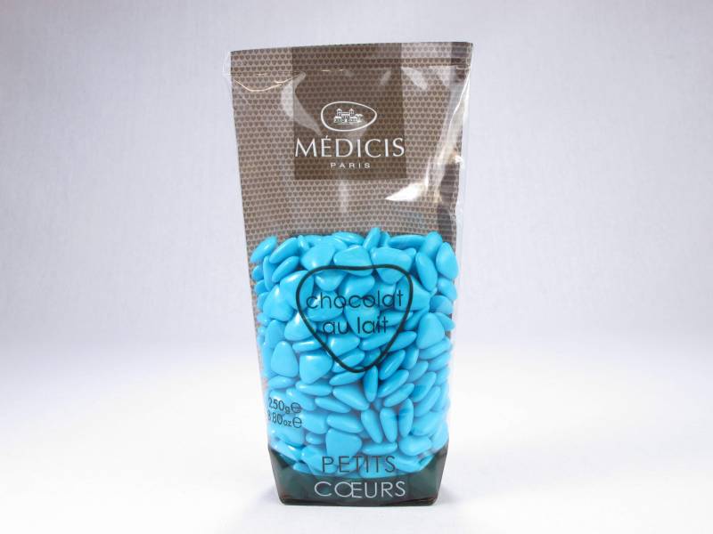 Dragée petit coeur chocolat lait - Turquoise