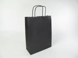 Sac kraft noir, intérieur blanc poignées ficelle M - 25x10x32cm x50