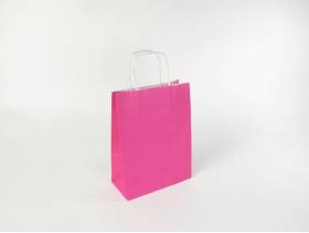 Sac kraft rose, intérieur blanc poignées ficelle S - 18x8x24cm x50