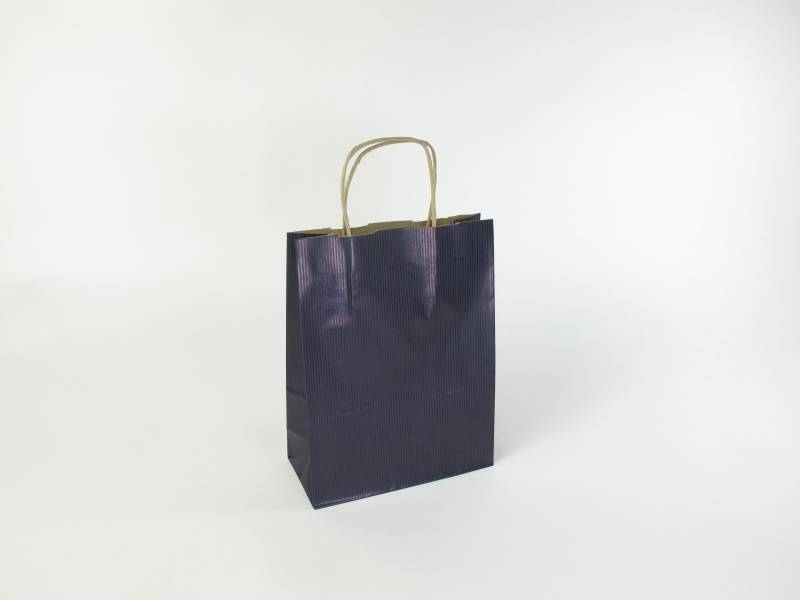 Sac kraft bleu, poignées ficelle S - 18x8x24cm x50