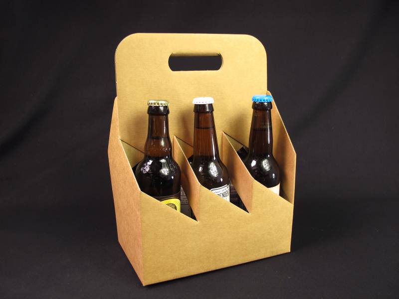 Panier carton 6 bouteilles bière - Brun
