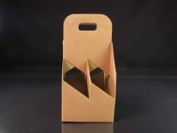 Panier carton 4 bouteilles bière - Brun