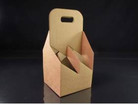 Panier carton 4 bouteilles bière - Brun